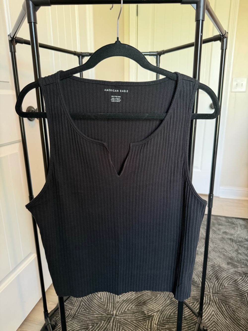 American Eagle Outfitters Black Ribbed Notch Tank